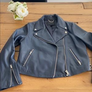 J Crew Collection navy leather jacket